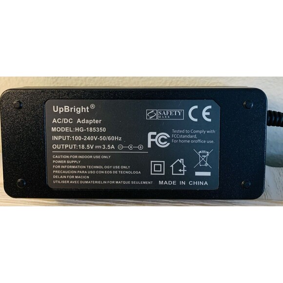 UpBright AC/DC Adapter Model HG-185350 Input: 100-240V-50/60Hz Output 18.5V - Picture 1 of 3
